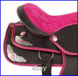 Pink/ Black Synthetic Western Barrel Racing Horse Tack Saddle Size 15