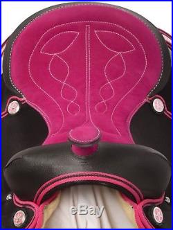 Pink Western Pleasure Trail Synthetic Horse Saddle Tack Set Pad 14 15 16 17