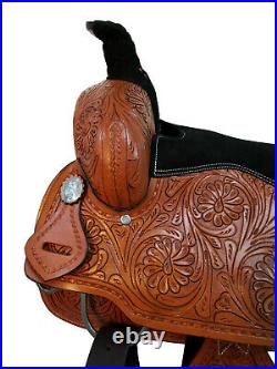 Pleasure Trail Roping Leather Western Horse Saddle Roper Work Floral Tooled Tack