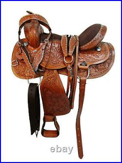 Pleasure Trail Western Leather Barrel Floral Deep Tooled Horse Saddle Harness
