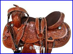 Pleasure Trail Western Leather Barrel Floral Deep Tooled Horse Saddle Harness