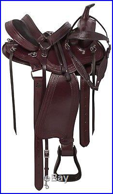 Plum Round Skirt Leather Western Pleasure Trail Horse Saddle Tack Set New 15 16