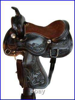 Pony Western Saddle 13 12 10 Pleasure Trail Floral Tooled Leather Barrel Tack