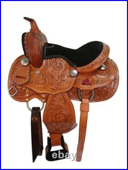 Pony Western Saddle Kids Youth Child Pleasure Trail Floral Tooled Tack 10 12 13