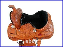 Pony Western Saddle Kids Youth Child Pleasure Trail Floral Tooled Tack 10 12 13