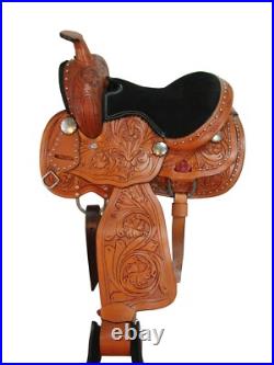 Pony Western Saddle Kids Youth Child Pleasure Trail Floral Tooled Tack 10 12 13