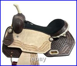 PrariePlume Barrel Racer Saddle Tooled Feather Design Full QH Bars 16 NEW