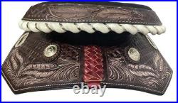 PrariePlume Barrel Racer Saddle Tooled Feather Design Full QH Bars 16 NEW