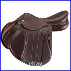 Premium Dark Brown English Jumping Saddle Genuine Leather Seat 17 Inch