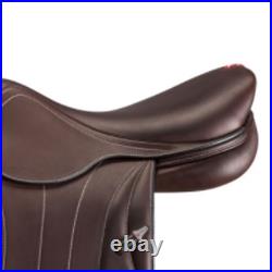 Premium Dark Brown English Jumping Saddle Genuine Leather Seat 17 Inch
