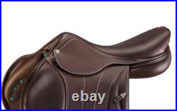 Premium Dark Brown English Jumping Saddle Genuine Leather Seat 17 Inch