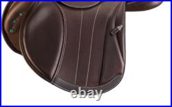 Premium Dark Brown English Jumping Saddle Genuine Leather Seat 17 Inch
