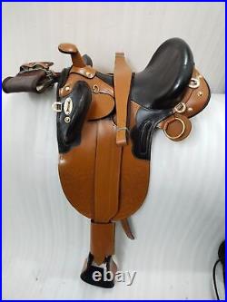 Premium Leather Beautiful Australian Stock Saddle With Horn All Size For Horse