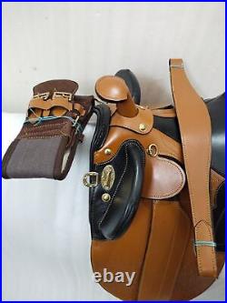 Premium Leather Beautiful Australian Stock Saddle With Horn All Size For Horse