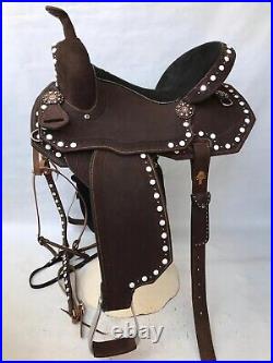 Premium Leather Equestrian Barrel Racing Western Horse Saddle Trail Tack 12-18