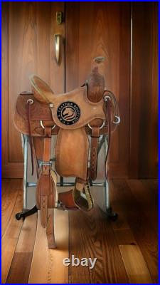 Premium Leather Hand Carved Western Ranch Roper Horse Saddle with Matching Tack