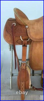 Premium Leather Hand Carved Western Ranch Roper Horse Saddle with Matching Tack