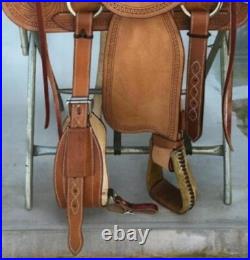 Premium Leather Hand Carved Western Ranch Roper Horse Saddle with Matching Tack