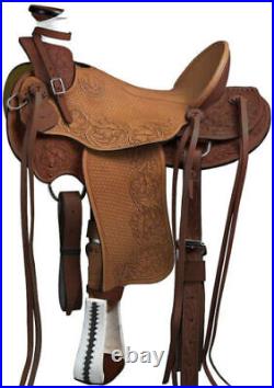 Premium Leather Wade Western Roping Ranch Horse Saddle Tack Set 10 to 18 F/S