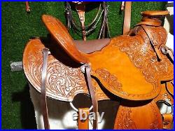 Premium Leather Wade Western Roping Ranch Horse Tack Saddle Set Free Shipping