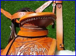 Premium Leather Wade Western Roping Ranch Horse Tack Saddle Set Free Shipping