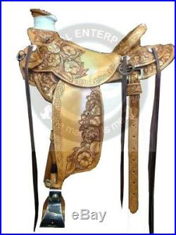 Premium Leather Western A Fork Wade Tree Roping Ranch Horse Saddle Size 14 to 18