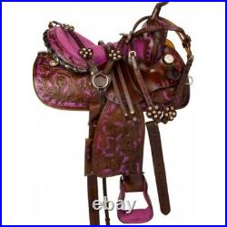 Premium Leather Western Barrel Horse Saddle Tack Set Size 14 to 18 (Y&Z)