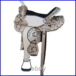 Premium Leather Western Barrel Horse Saddle Tack Set Size 14 to 18 (Y&Z)