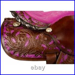 Premium Leather Western Barrel Horse Saddle Tack Set Size 14 to 18 (Y&Z)