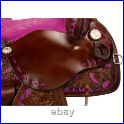 Premium Leather Western Barrel Horse Saddle Tack Set Size 14 to 18 (Y&Z)