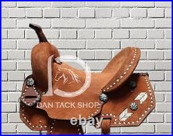 Premium Leather Western Barrel Racing Horse Saddle Brown Round Skirt Free Shipp