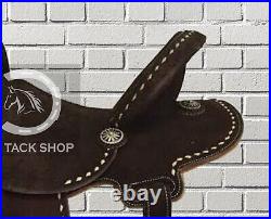 Premium Leather Western Barrel Racing Horse Saddle Brown Round Skirt Free Shipp