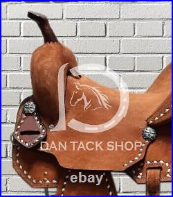 Premium Leather Western Barrel Racing Horse Saddle Brown Round Skirt Free Shipp