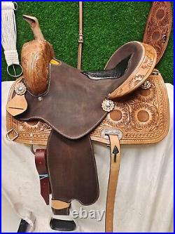 Premium Leather Western Barrel Racing Horse Saddle Tack Set Size 14 to 18