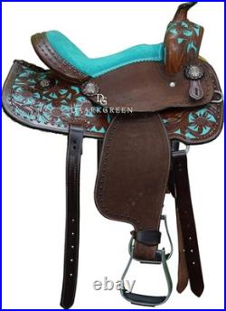 Premium Leather Western Barrel Racing Horse Saddle Tack Set Size 14 to 18