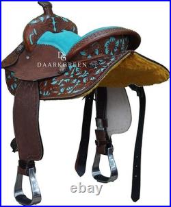Premium Leather Western Barrel Racing Horse Saddle Tack Set Size 14 to 18