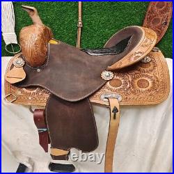Premium Leather Western Barrel Racing Horse Saddle Tack Set Size 14 to 18