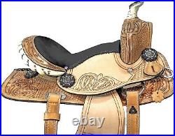 Premium Leather Western Barrel Racing Horse Saddle Tack Set Size 14 to 18
