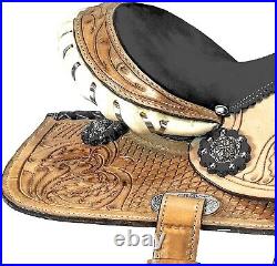 Premium Leather Western Barrel Racing Horse Saddle Tack Set Size 14 to 18