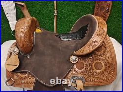 Premium Leather Western Barrel Racing Horse Saddle Tack Set Size 14 to 18