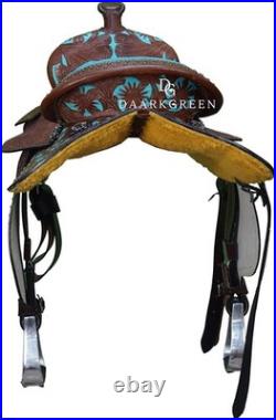 Premium Leather Western Barrel Racing Horse Saddle Tack Set Size 14 to 18