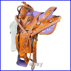 Premium Leather Western Barrel Racing Horse Saddle Tack Set Size 14 to 18