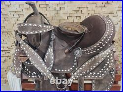 Premium Leather Western Barrel Racing Horse Saddle Tack Set Size 14 to 18