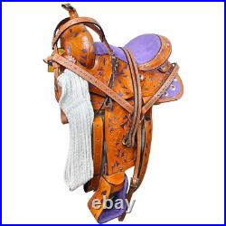 Premium Leather Western Barrel Racing Horse Saddle Tack Set Size 14 to 18