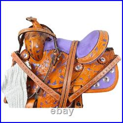 Premium Leather Western Barrel Racing Horse Saddle Tack Set Size 14 to 18