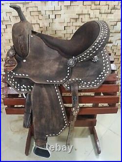 Premium Leather Western Barrel Racing Horse Saddle Tack Set Size 14 to 18
