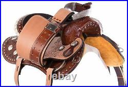 Premium Leather Western Barrel Racing Horse Saddle Tack Set Size 14 to 18