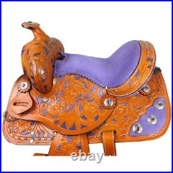 Premium Leather Western Barrel Racing Horse Saddle Tack Set Size 14 to 18