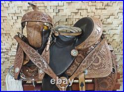 Premium Leather Western Barrel Racing Horse Saddle Tack Set Size 14 to 18