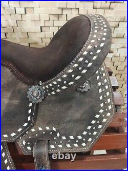 Premium Leather Western Barrel Racing Horse Saddle Tack Set Size 14 to 18